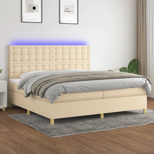 Letto a Molle Materasso e LED bianco 200x200cm in Tessuto - homemem39
