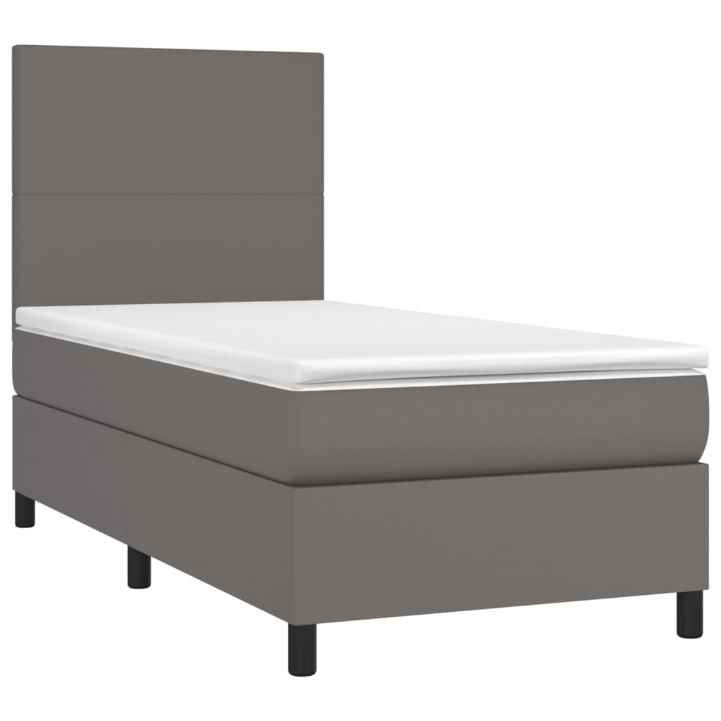 Giroletto Molle con Materasso e LED Grigio 90x200cm Similpelle | homemem39