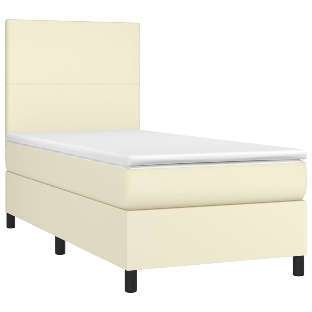 Giroletto a Molle con Materasso e LED Crema 100x200 cm | homemem39