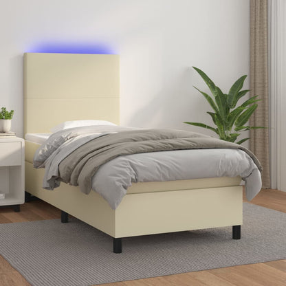 Giroletto a Molle con Materasso e LED Crema 100x200 cm | homemem39