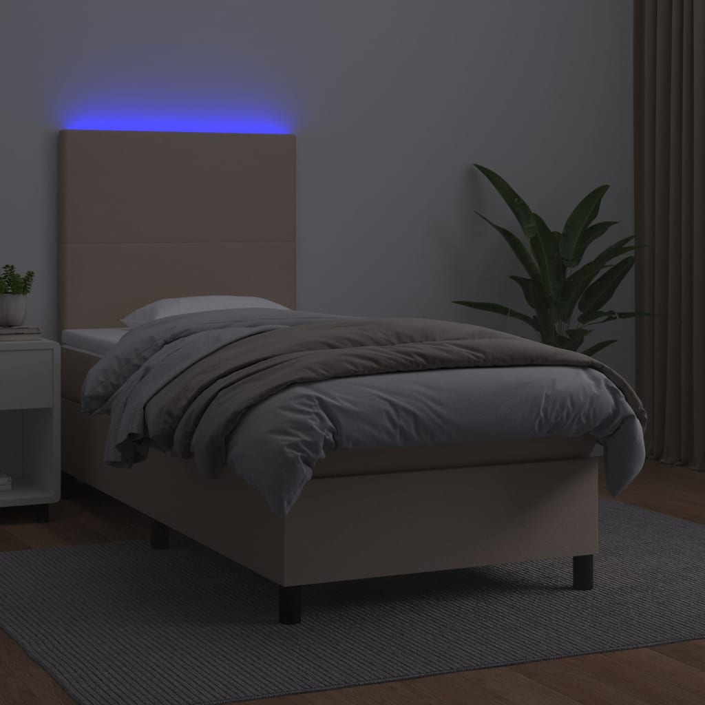 Giroletto Molle Materasso e LED Cappuccino Similpelle