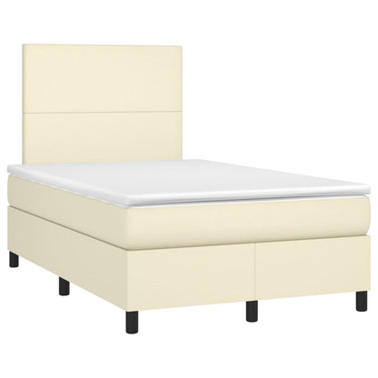 Giroletto Molle con Materasso e LED Crema 120x200cm Similpelle | homemem39
