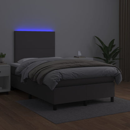 Giroletto Molle con Materasso e LED Grigio 120x200cm Similpelle