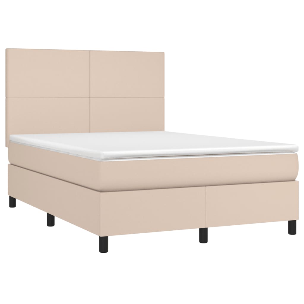 Giroletto Molle Materasso e LED Cappuccino 140x190cm Similpelle | homemem39