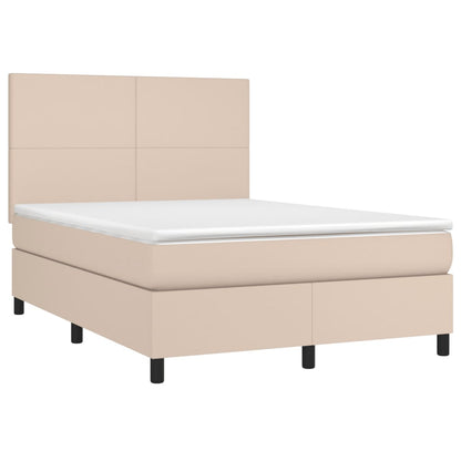 Giroletto Molle Materasso e LED Cappuccino 140x190cm Similpelle | homemem39