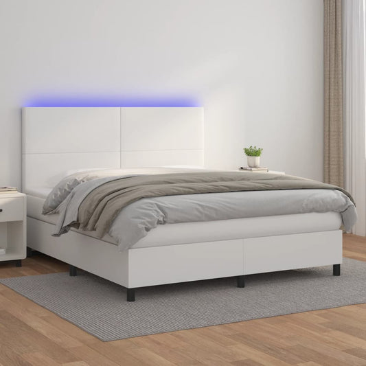 Giroletto Molle con Materasso e LED Bianco 180x200cm Similpelle - homemem39