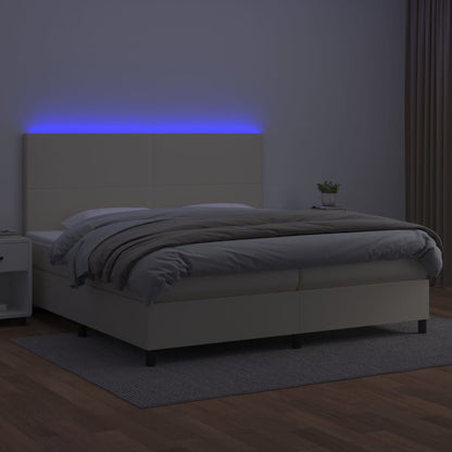 Giroletto a Molle con Materasso e LED Crema 200x200 cm