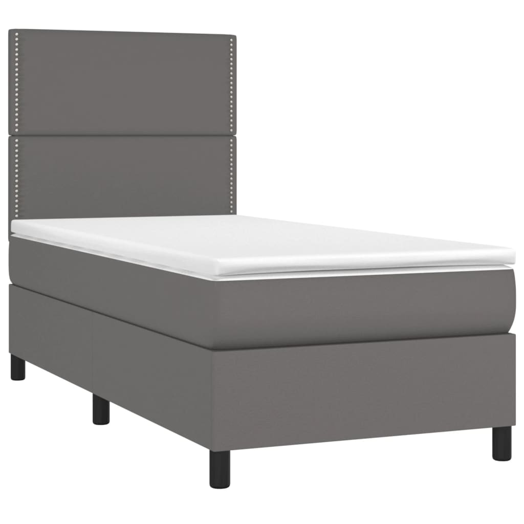 Giroletto Molle con Materasso e LED Grigio 90x200cm Similpelle | homemem39