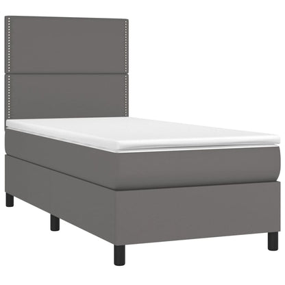 Giroletto Molle con Materasso e LED Grigio 90x200cm Similpelle | homemem39