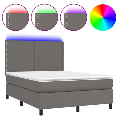 Giroletto Molle con Materasso e LED Grigio 140x190cm Similpelle | homemem39