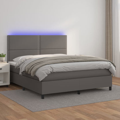 Giroletto Molle con Materasso e LED Grigio 140x190cm Similpelle | homemem39