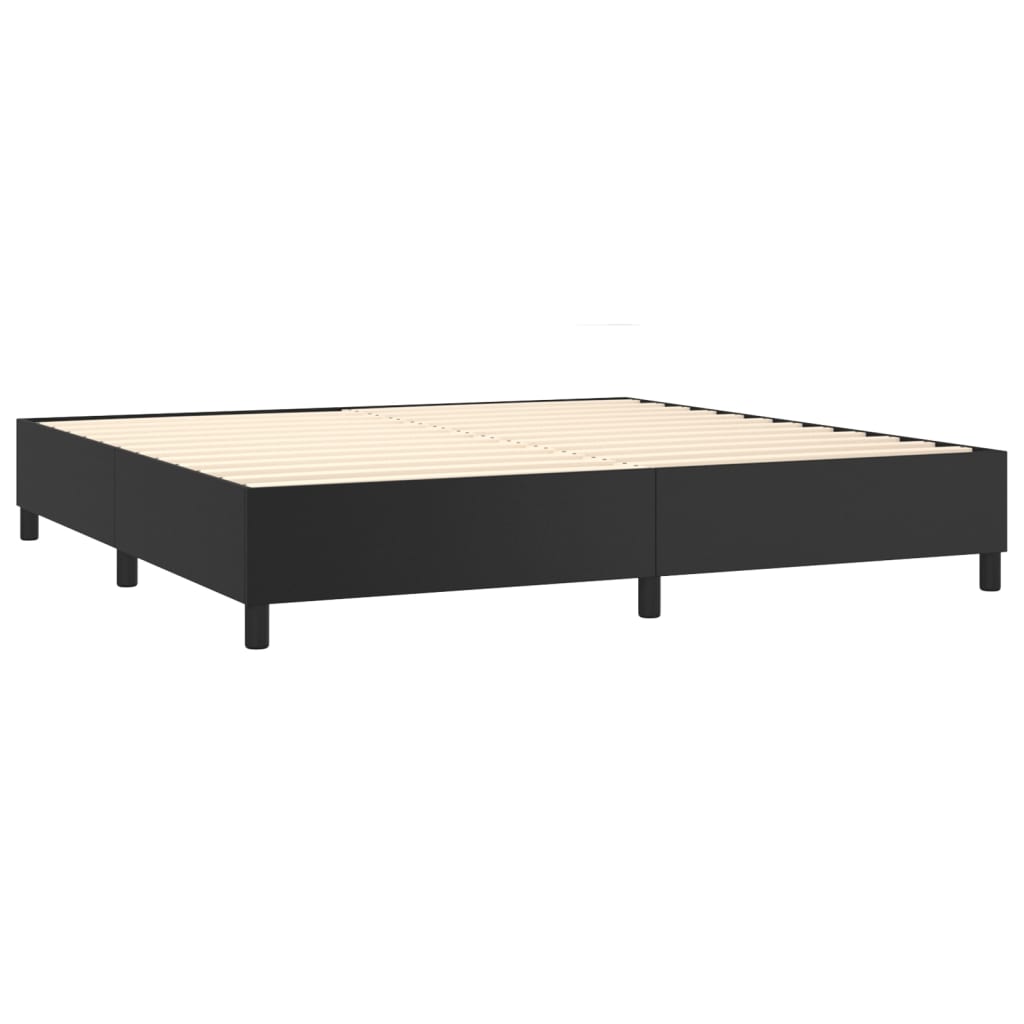 Giroletto a Molle con Materasso e LED Nero 200x200cm Similpelle | homemem39