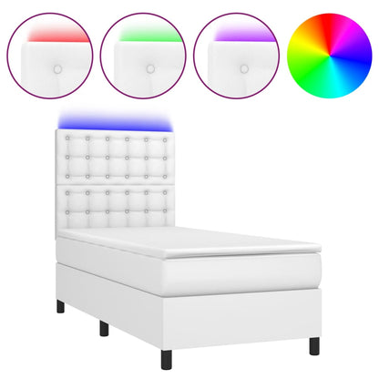 Giroletto Molle con Materasso e LED Bianco 90x200 cm Similpelle | homemem39