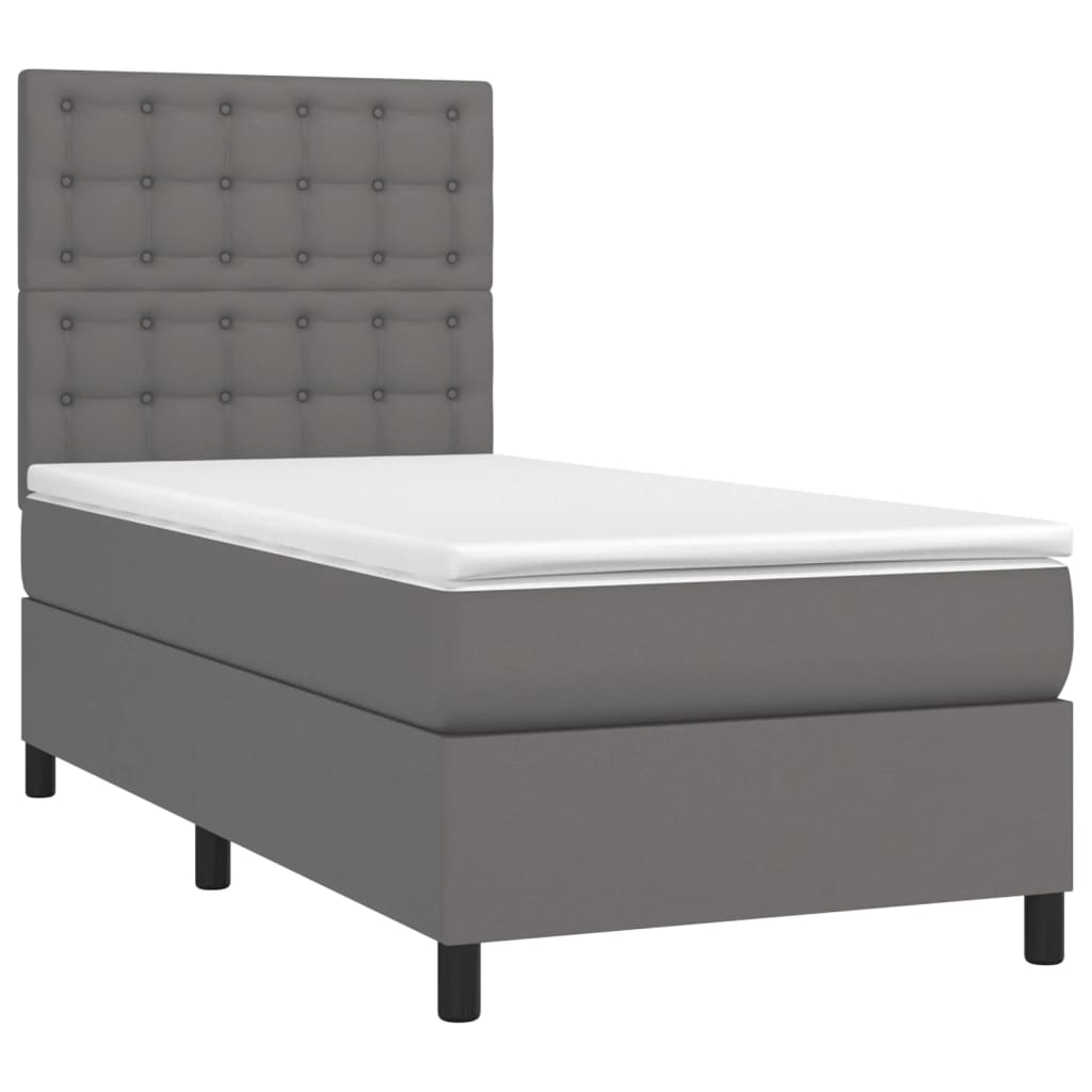 Giroletto Molle con Materasso e LED Grigio 90x200cm Similpelle | homemem39
