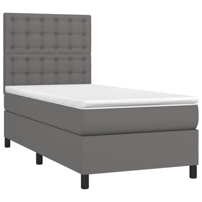Giroletto Molle con Materasso e LED Grigio 90x200cm Similpelle | homemem39