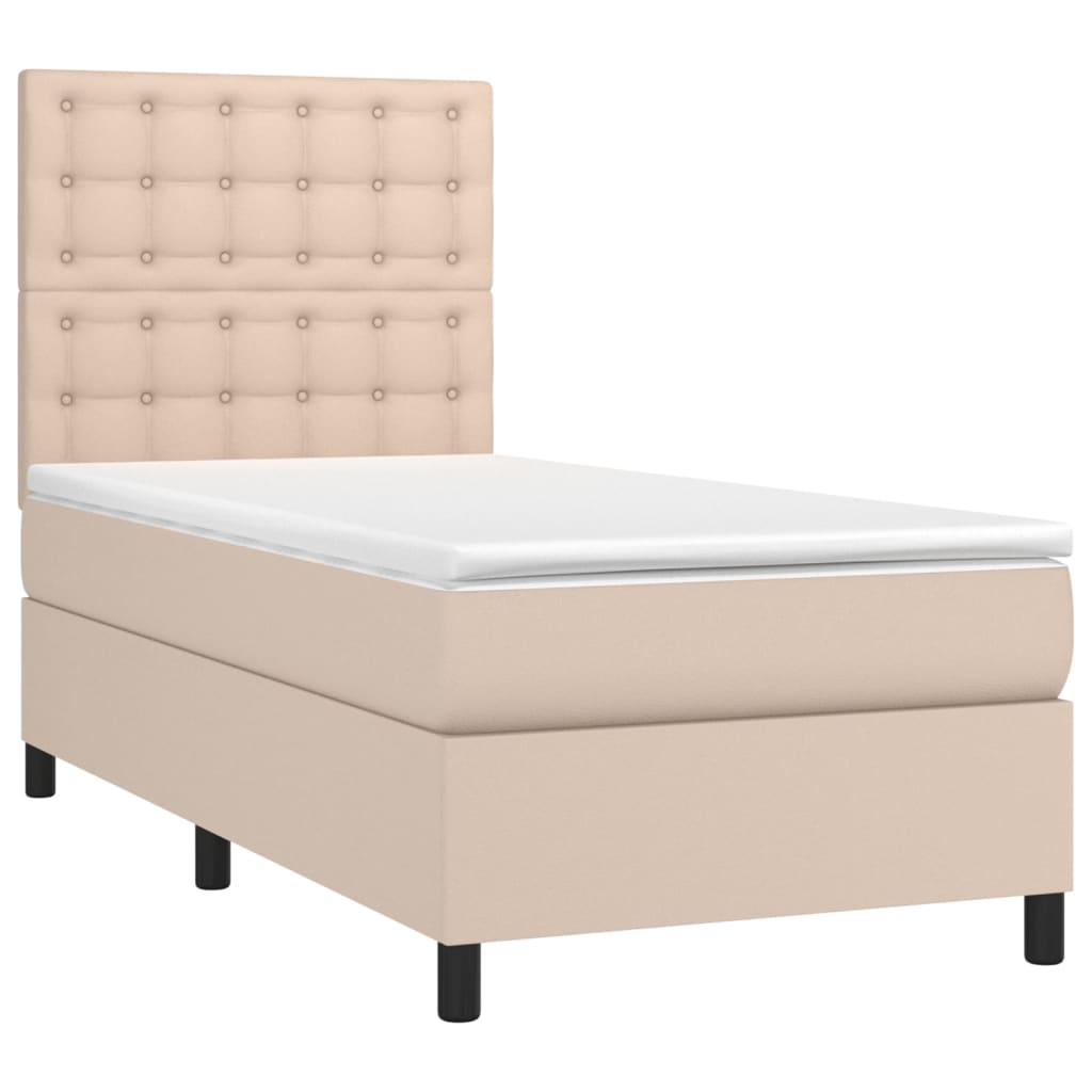 Giroletto Molle Materasso e LED Cappuccino 100x200cm Similpelle | homemem39