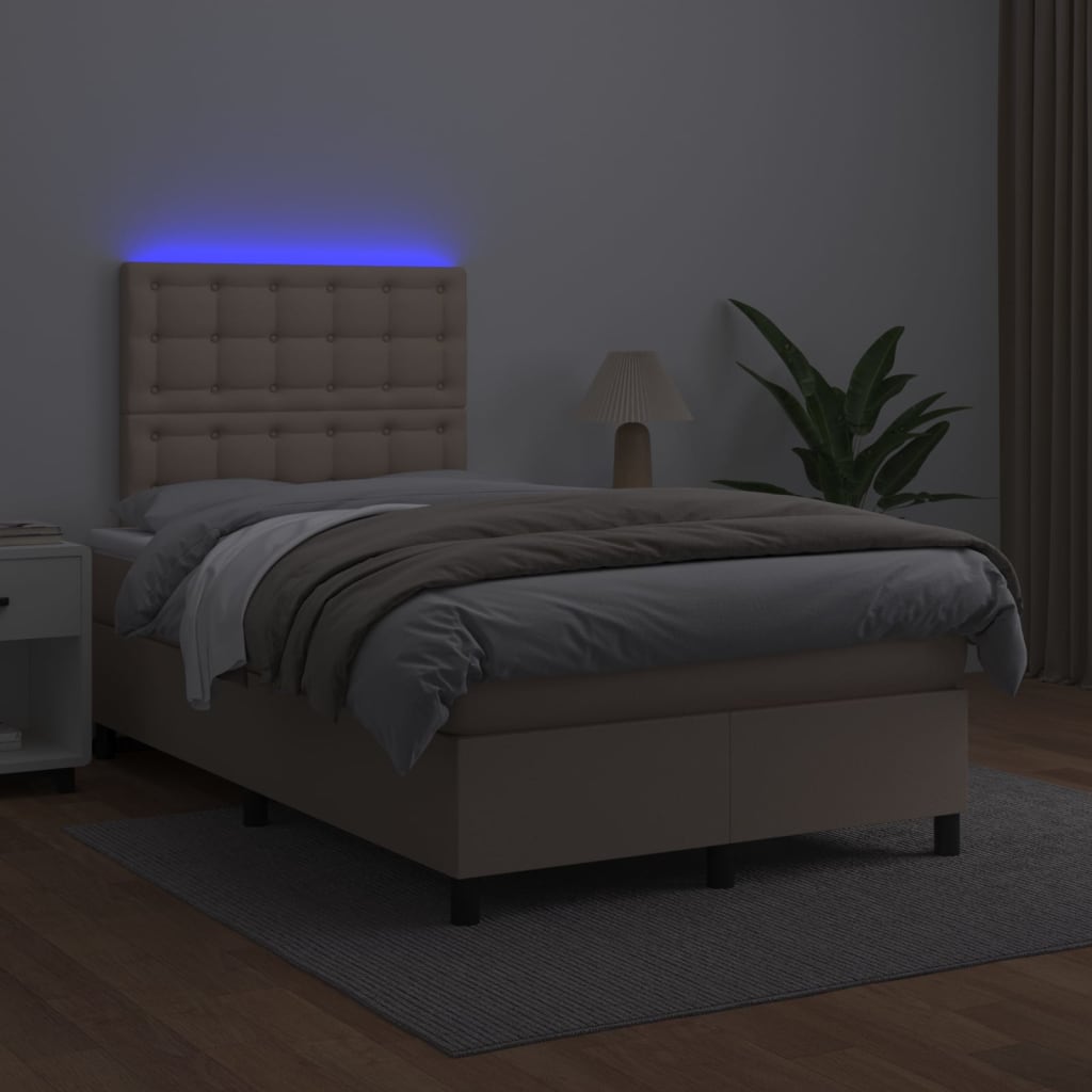 Giroletto Molle Materasso e LED Cappuccino Similpelle