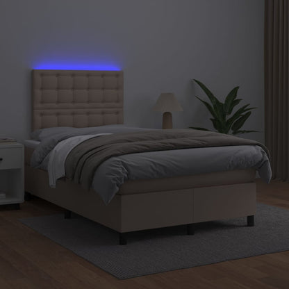 Giroletto Molle Materasso e LED Cappuccino Similpelle