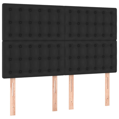 Giroletto a Molle con Materasso e LED Nero 140x200cm Similpelle | homemem39