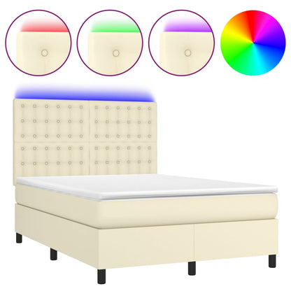Giroletto a Molle con Materasso e LED Crema 140x200 cm | homemem39