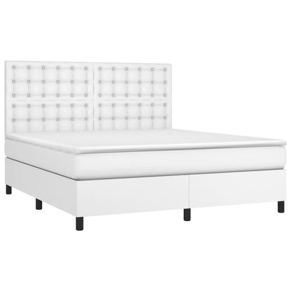 Giroletto Molle con Materasso e LED Bianco 160x200cm Similpelle | homemem39