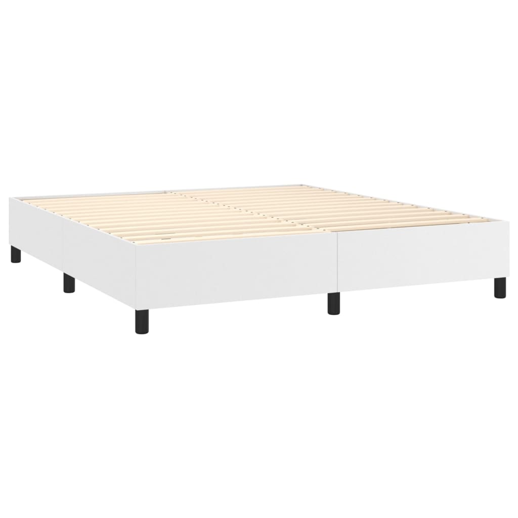 Giroletto Molle con Materasso e LED Bianco 160x200cm Similpelle | homemem39