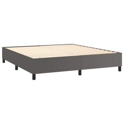 Giroletto Molle con Materasso e LED Grigio 160x200cm Similpelle | homemem39