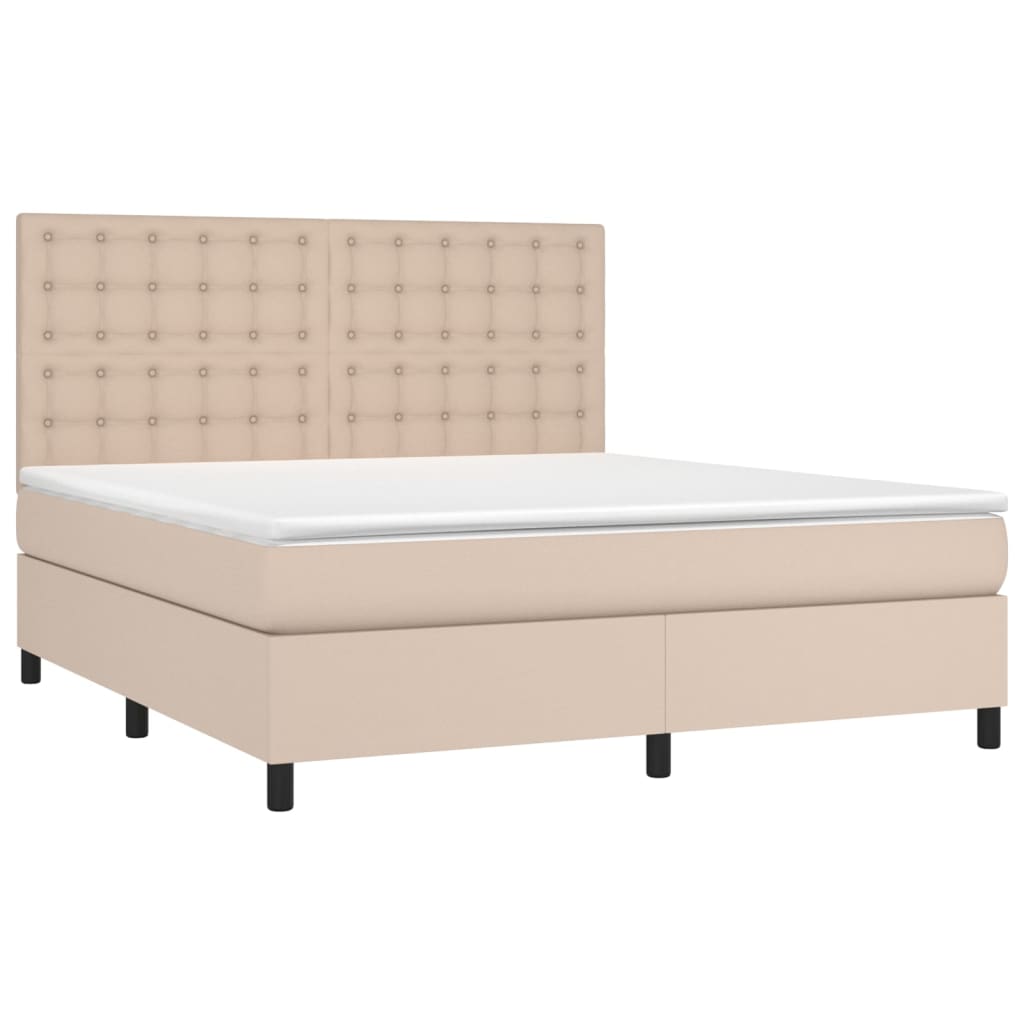 Giroletto Molle Materasso e LED Cappuccino 160x200cm Similpelle | homemem39