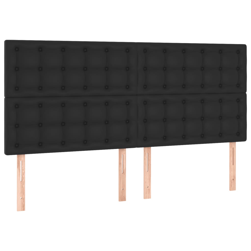 Giroletto a Molle con Materasso e LED Nero 180x200cm Similpelle