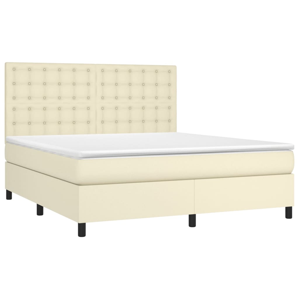 Giroletto a Molle con Materasso e LED Crema 180x200 cm | homemem39