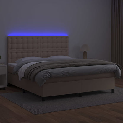 Giroletto Molle Materasso e LED Cappuccino Similpelle