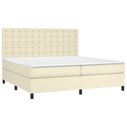 Giroletto a Molle con Materasso e LED Crema 200x200 cm | homemem39
