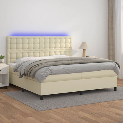 Giroletto a Molle con Materasso e LED Crema 200x200 cm | homemem39