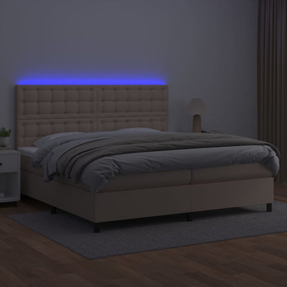 Giroletto Molle Materasso e LED Cappuccino Similpelle