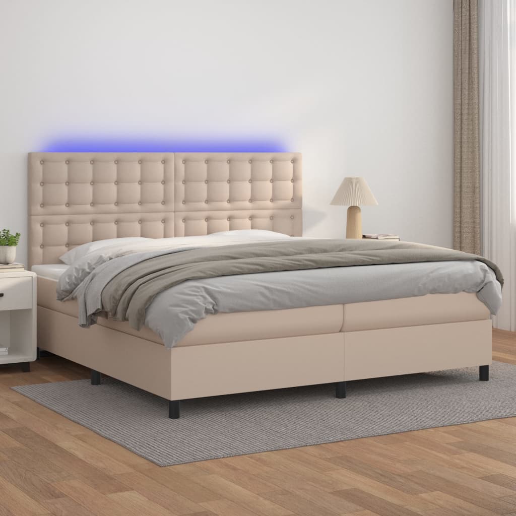 Giroletto Molle Materasso e LED Cappuccino Similpelle