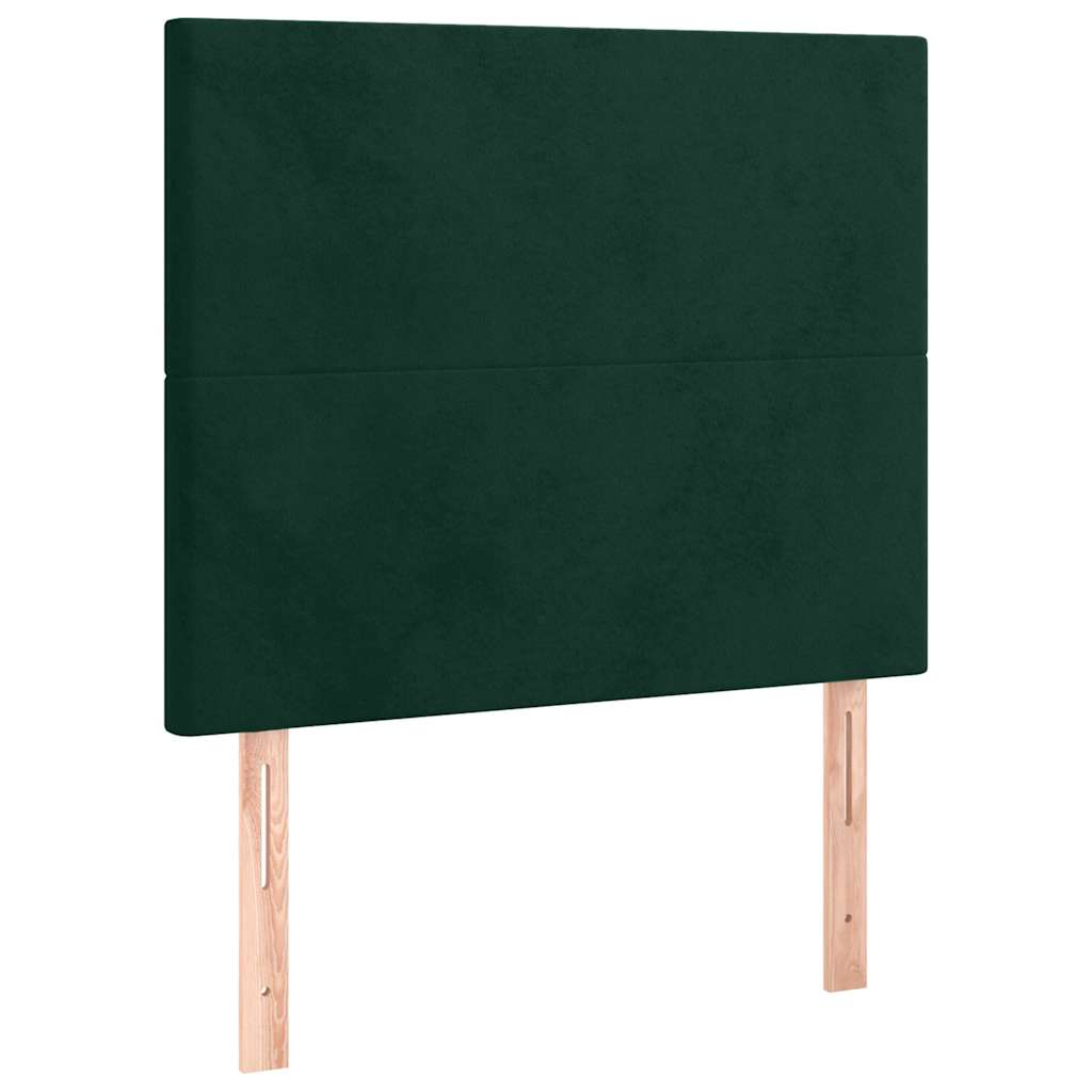 Letto a Molle con Materasso e LED Verde Scuro 90x200cm Velluto | homemem39