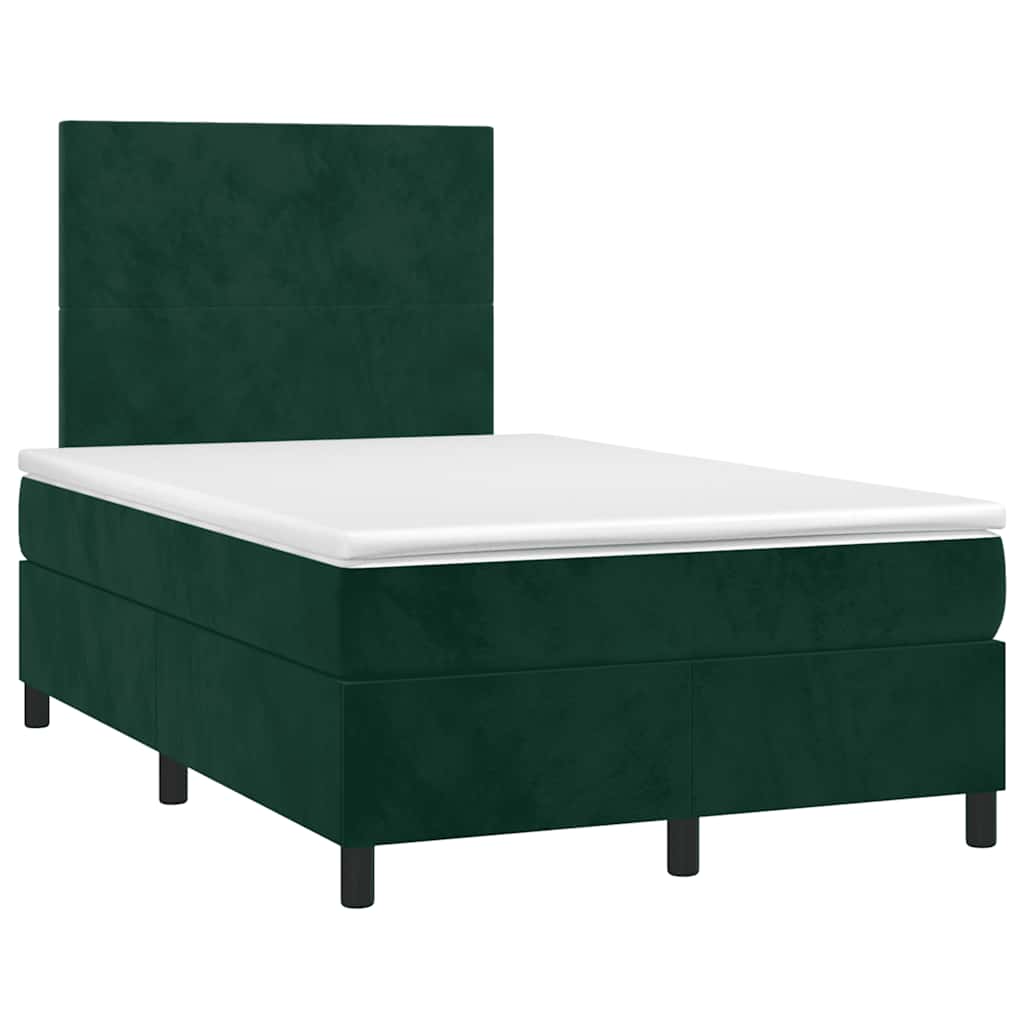 Letto a Molle con Materasso e LED Verde Scuro 120x200cm Velluto | homemem39