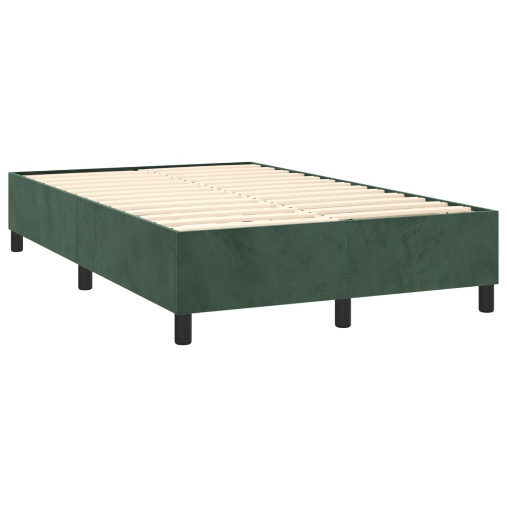 Letto a Molle con Materasso e LED Verde Scuro 120x200cm Velluto