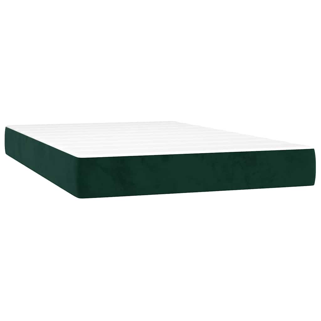Letto a Molle con Materasso e LED Verde Scuro 120x200cm Velluto | homemem39