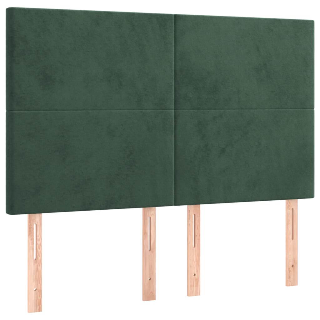 Letto a Molle con Materasso e LED Verde Scuro 140x190cm Velluto