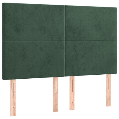 Letto a Molle con Materasso e LED Verde Scuro 140x190cm Velluto