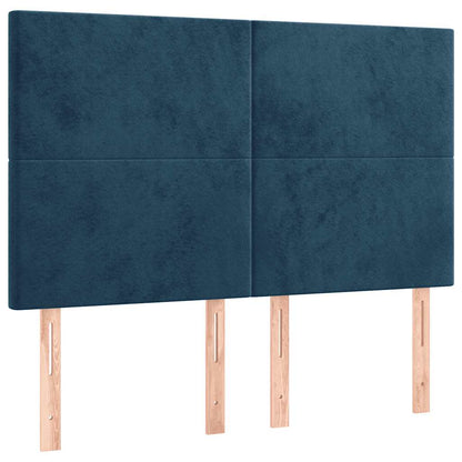 Letto a Molle con Materasso e LED Blu Scuro 140x190 cm