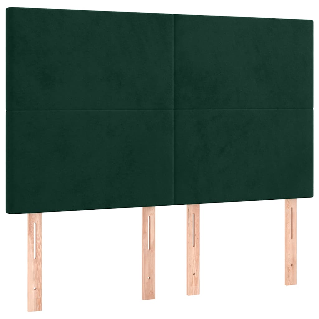 Letto a Molle con Materasso e LED Verde Scuro 140x200cm Velluto