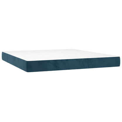 Letto a Molle con Materasso e LED Blu Scuro 160x200 cm