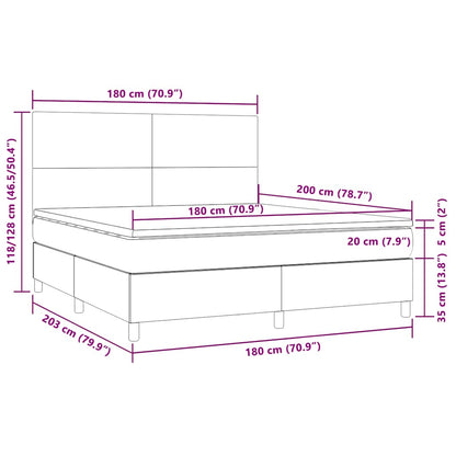 Letto a Molle con Materasso e LED Verde Scuro 180x200cm Velluto