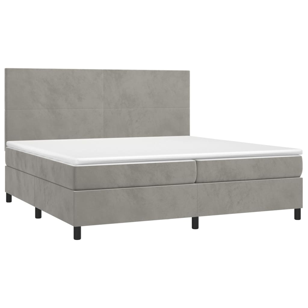Letto a Molle Materasso e LED Grigio Chiaro 200x200 cm Velluto - homemem39