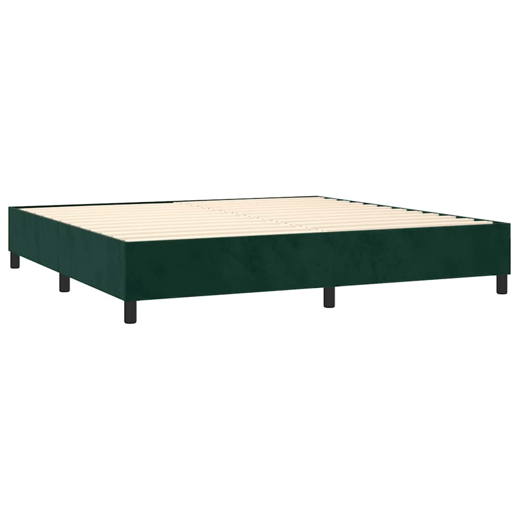 Letto a Molle con Materasso e LED Verde Scuro 200x200cm Velluto | homemem39
