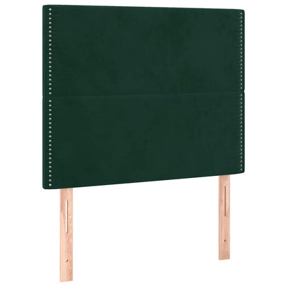 Letto a Molle con Materasso e LED Verde Scuro 100x200cm Velluto | homemem39
