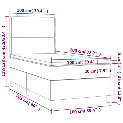 Letto a Molle con Materasso e LED Blu Scuro 100x200 cm | homemem39