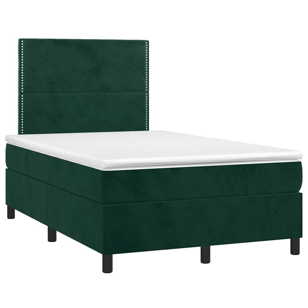 Letto a Molle con Materasso e LED Verde Scuro 120x200cm Velluto | homemem39